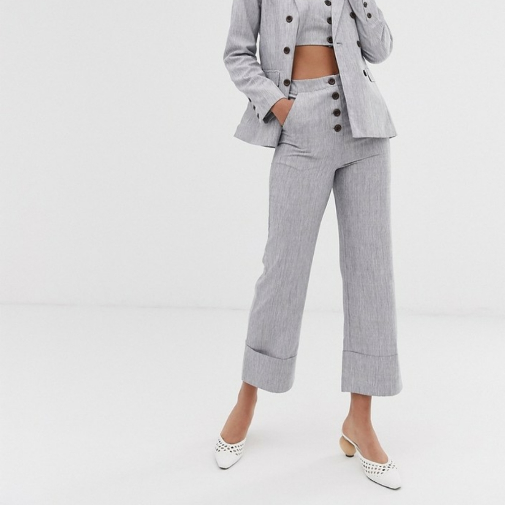 high-waisted trousers